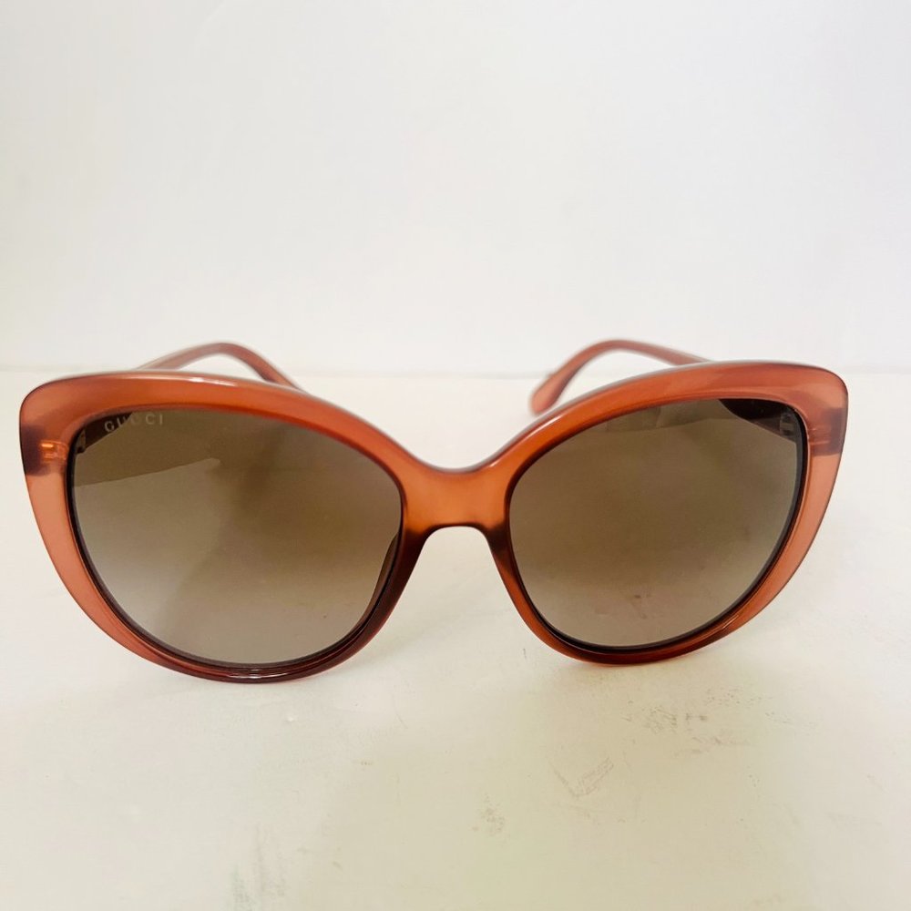 GUCCI Retro Brown 57 mm Plastic Frame Gray Gradient Sunglasses - Picture 4 of 6